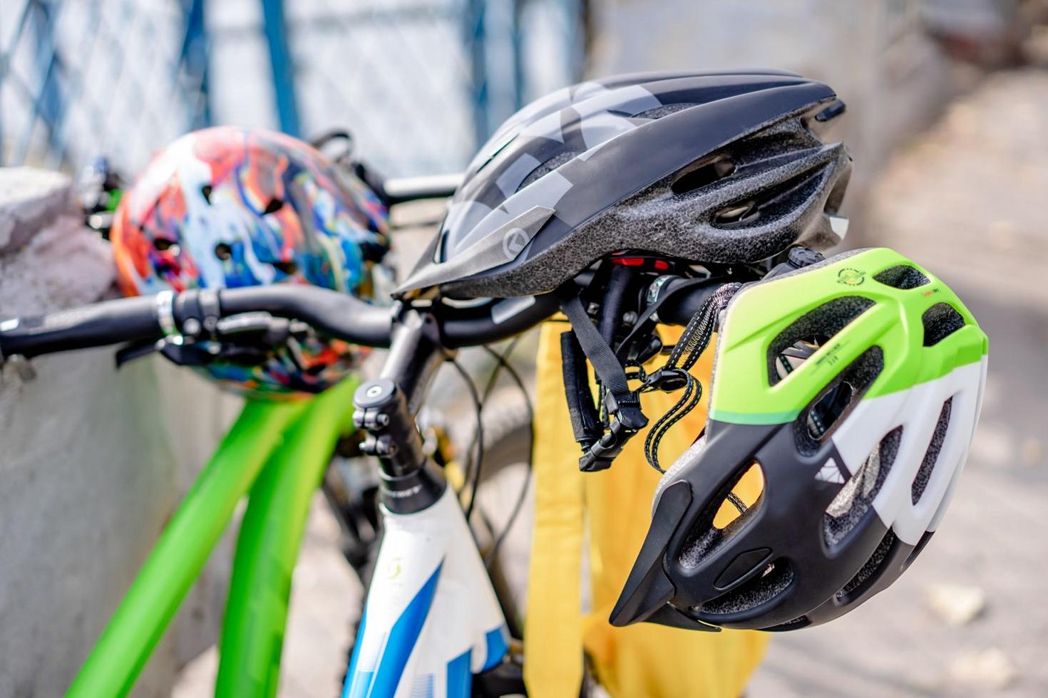 Helmets close up