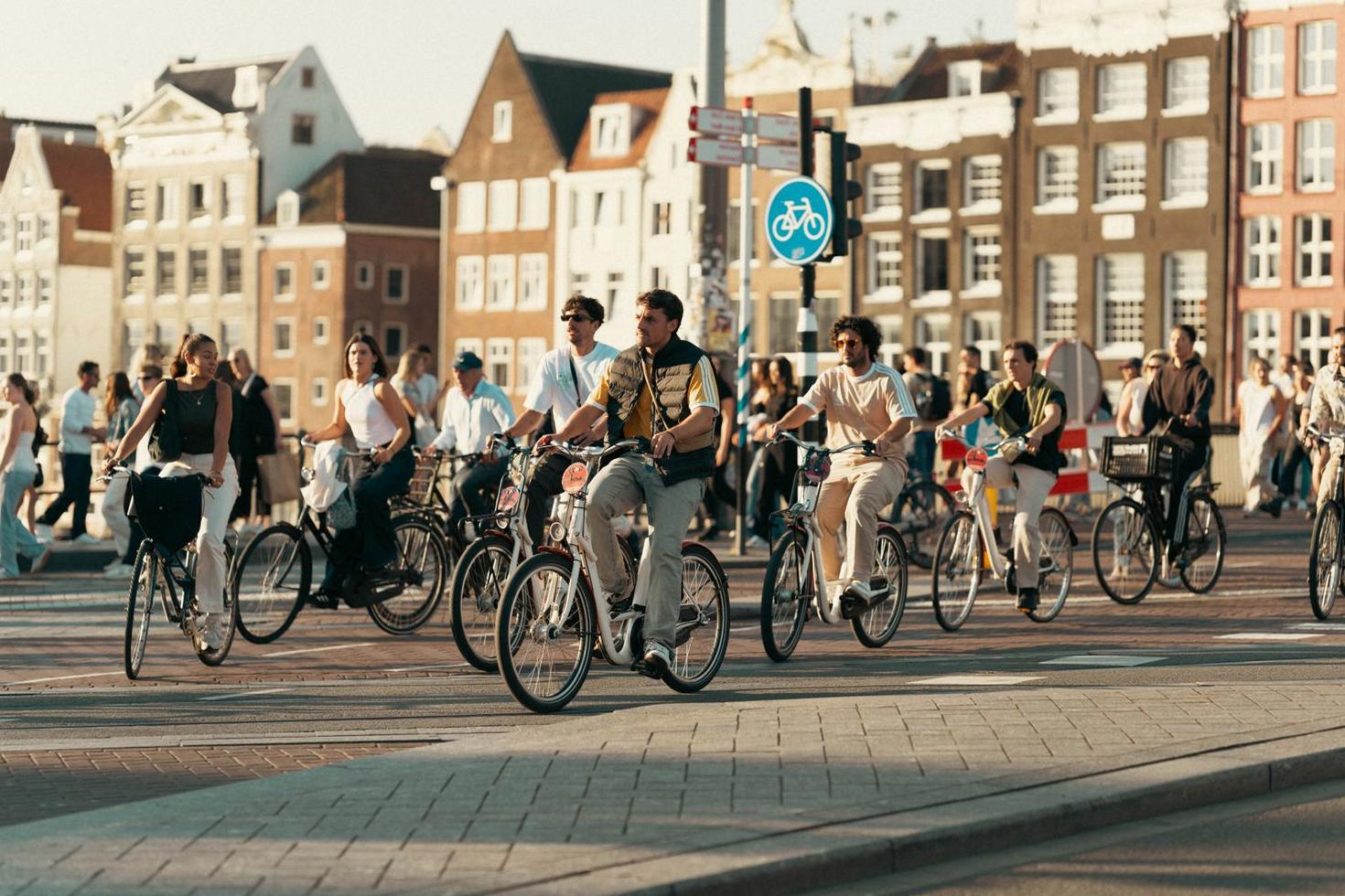 Bustling Amsterdam cycling scene